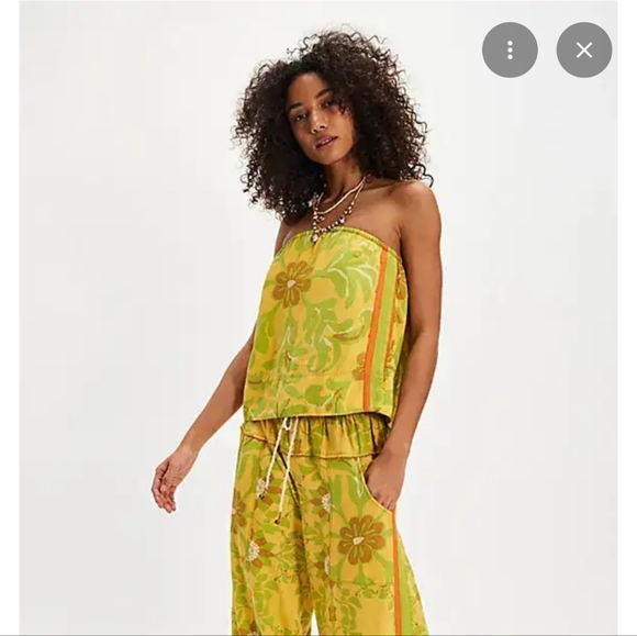Free People Tops - Free People Devella Printed Lemon Combo Tube Top Tropical Blouse